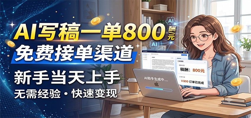 AI写稿一单800,免费接单渠道,一单一结几十到上千,新手当天上手网创吧-网创项目资源站-副业项目-创业项目-搞钱项目网创吧