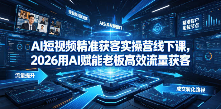 AI短视频精准获客实操营6月10-14号线下课,2026用AI赋能老板高效流量获客网创吧-网创项目资源站-副业项目-创业项目-搞钱项目网创吧
