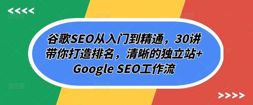 谷歌SEO从入门到精通,30讲带你打造排名,清晰的独立站+Google SEO工作流网创吧-网创项目资源站-副业项目-创业项目-搞钱项目网创吧