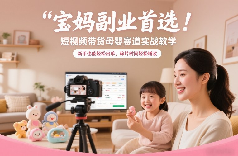 宝妈副业首选！短视频带货母婴赛道实战教学，新手也能轻松出单，碎片时间轻松增收网创吧-网创项目资源站-副业项目-创业项目-搞钱项目网创吧