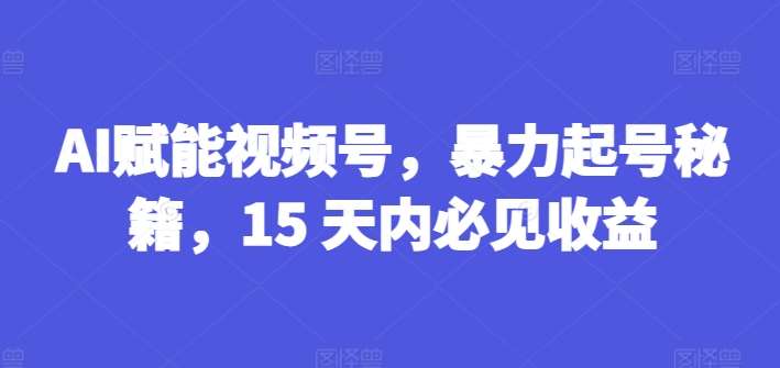AI赋能视频号,暴力起号秘籍,15 天内必见收益【揭秘】网创吧-网创项目资源站-副业项目-创业项目-搞钱项目网创吧