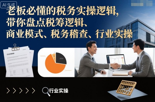 老板必懂的税务实操逻辑,带你盘点税筹逻辑、商业模式、税务稽查、行业实操网创吧-网创项目资源站-副业项目-创业项目-搞钱项目网创吧