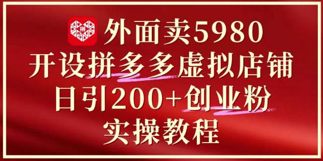 外面卖5980开设拼多多虚拟店铺:单日引流200+创业付费粉实战教程网创吧-网创项目资源站-副业项目-创业项目-搞钱项目网创吧