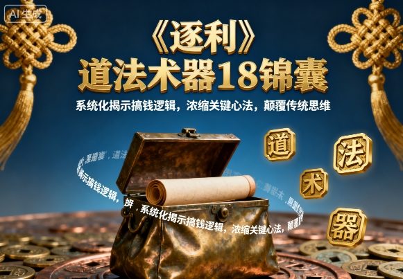 《逐利》道法术器18锦囊,系统化揭示搞钱逻辑,浓缩关键心法,颠覆传统思维网创吧-网创项目资源站-副业项目-创业项目-搞钱项目网创吧