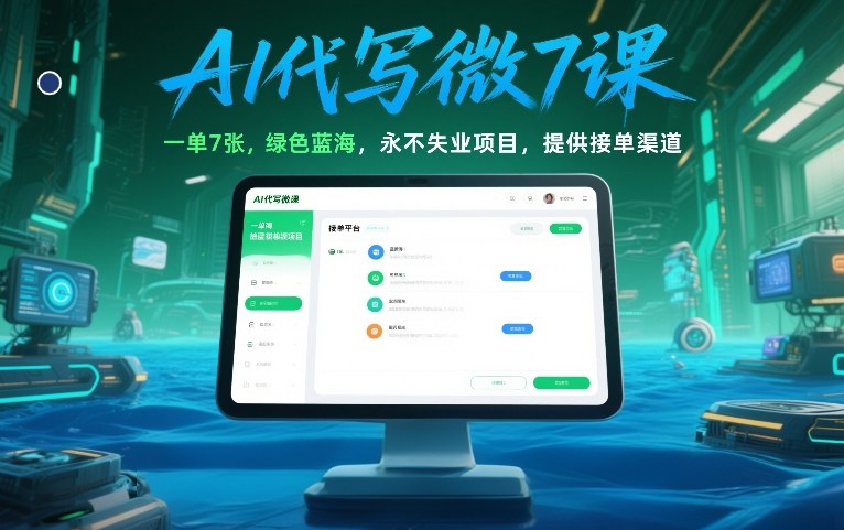 AI代写微课，一单7张，绿色蓝海，永不失业项目，提供接单渠道！网创吧-网创项目资源站-副业项目-创业项目-搞钱项目网创吧
