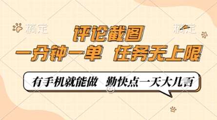 评论截图,0.5元一单,一分钟一单,有手机就能做,任务无上限,勤快点一天几张【揭秘】网创吧-网创项目资源站-副业项目-创业项目-搞钱项目网创吧