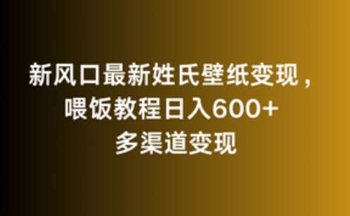 新风口最新姓氏壁纸变现,喂饭教程日入600+【揭秘】网创吧-网创项目资源站-副业项目-创业项目-搞钱项目网创吧