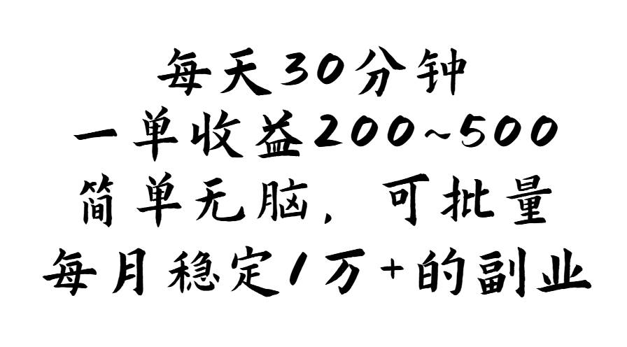 (11764期)每天30分钟,一单收益200~500,简单无脑,可批量放大,每月稳定1万+的...网创吧-网创项目资源站-副业项目-创业项目-搞钱项目网创吧