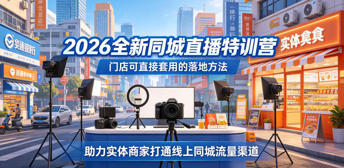 2026全新同城直播特训营,门店可直接套用的落地方法,助力实体商家打通线上同城流量渠道网创吧-网创项目资源站-副业项目-创业项目-搞钱项目网创吧