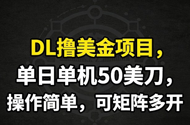 DL撸美金项目,单日单机50美刀,操作简单,可矩阵多开网创吧-网创项目资源站-副业项目-创业项目-搞钱项目网创吧