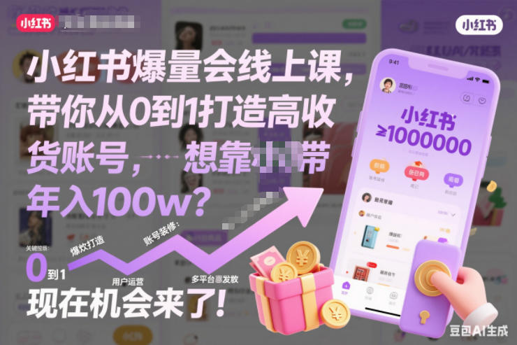 小红书爆量会线上课,带你从0到1打造高收益带货账号,想靠小红书带货年入100w?现在机会来了!网创吧-网创项目资源站-副业项目-创业项目-搞钱项目网创吧
