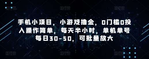 手机小项目,小游戏撸金,0门槛0投入操作简单,每天半小时,单机单号每日30-50,可批量放大网创吧-网创项目资源站-副业项目-创业项目-搞钱项目网创吧