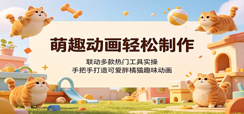 萌趣动画轻松制作，联动多款热门工具实操，手把手打造可爱胖橘猫趣味动画网创吧-网创项目资源站-副业项目-创业项目-搞钱项目网创吧