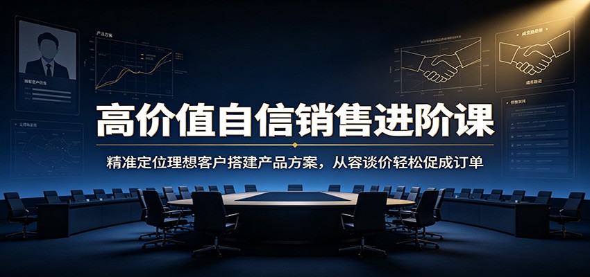 高价值自信销售进阶课：精准定位理想客户搭建产品方案，从容谈价轻松促成订单网创吧-网创项目资源站-副业项目-创业项目-搞钱项目网创吧