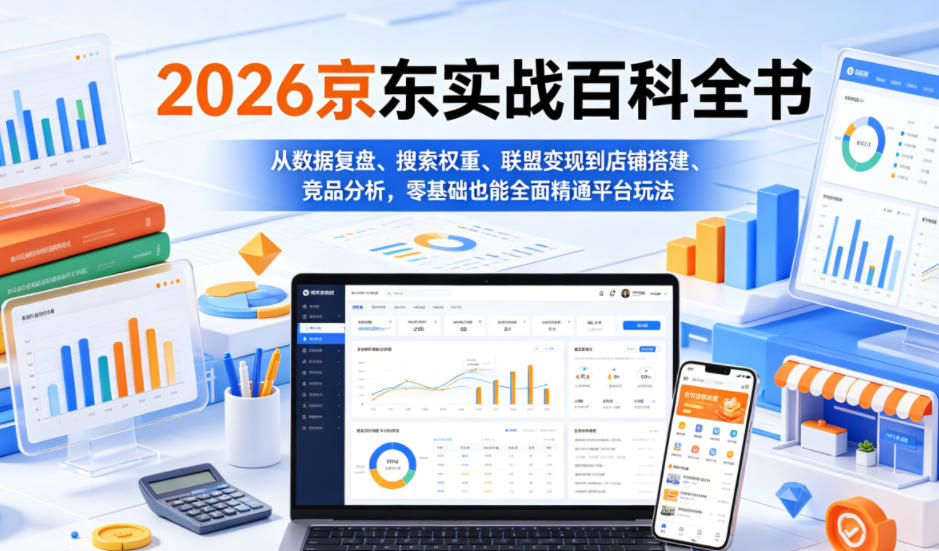 2026京东实战百科全书,从数据复盘、搜索权重、联盟变现到店铺搭建、竞品分析,零基础也能全面精通平台玩法网创吧-网创项目资源站-副业项目-创业项目-搞钱项目网创吧