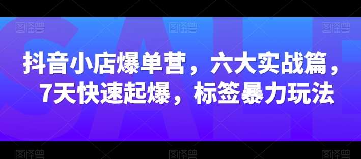 抖音小店爆单营,六大实战篇,7天快速起爆,标签暴力玩法网创吧-网创项目资源站-副业项目-创业项目-搞钱项目网创吧