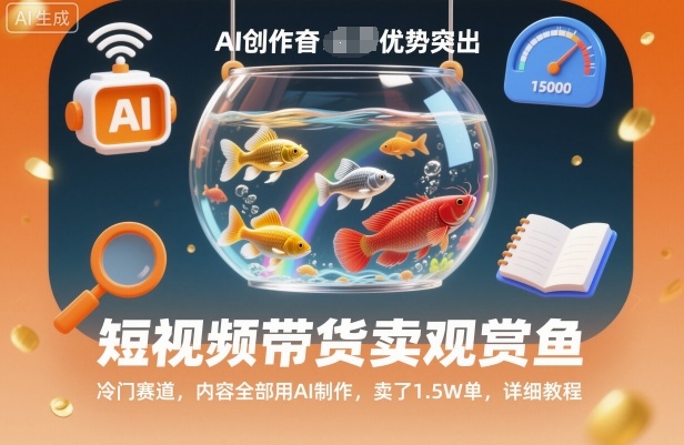短视频带货卖观赏鱼,冷门赛道,内容全部用AI制作,卖了1.5W单,详细教程网创吧-网创项目资源站-副业项目-创业项目-搞钱项目网创吧