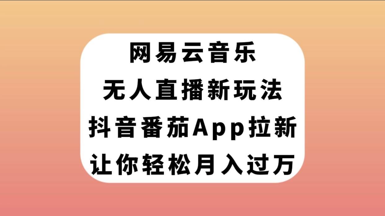 (7599期)网易云音乐无人直播新玩法,抖音番茄APP拉新,让你轻松月入过万网创吧-网创项目资源站-副业项目-创业项目-搞钱项目网创吧