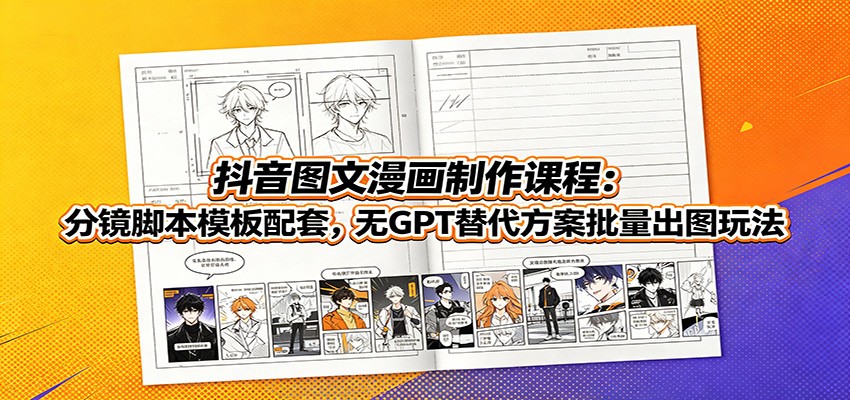 抖音图文漫画制作课程:分镜脚本模板配套,无GPT替代方案批量出图玩法网创吧-网创项目资源站-副业项目-创业项目-搞钱项目网创吧