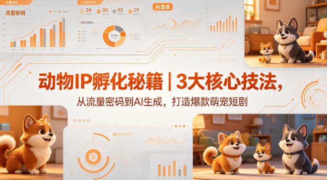 动物IP孵化秘籍|3大核心技法,从流量密码到AI生成,打造爆款萌宠短剧网创吧-网创项目资源站-副业项目-创业项目-搞钱项目网创吧