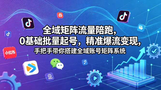 全域矩阵流量陪跑，0基础批量起号，精准爆流变现，手把手带你搭建全域账号矩阵系统网创吧-网创项目资源站-副业项目-创业项目-搞钱项目网创吧