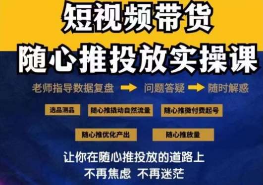 2024好物分享随心推投放实操课，随心推撬动自然流量/微付费起号/优化产出网创吧-网创项目资源站-副业项目-创业项目-搞钱项目网创吧