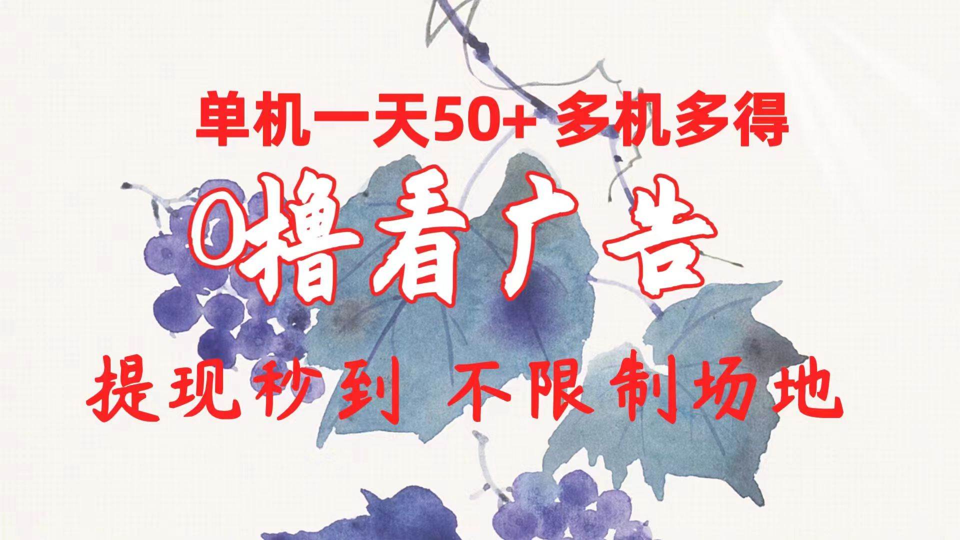 (10241期)0撸看广告 单机一天50+多机多得 提现秒到 不限制场地操作网创吧-网创项目资源站-副业项目-创业项目-搞钱项目网创吧