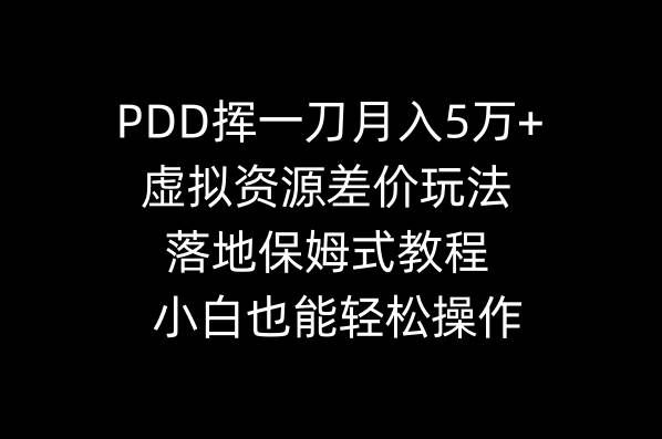(8849期)PDD挥一刀月入5万+,虚拟资源差价玩法,落地保姆式教程,小白也能轻松操作网创吧-网创项目资源站-副业项目-创业项目-搞钱项目网创吧