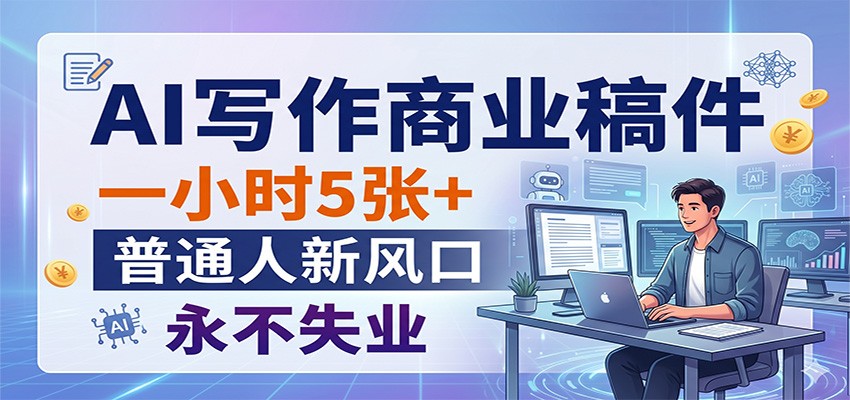 AI写作商业稿件，一小时5张+，普通人新风口，永不失业网创吧-网创项目资源站-副业项目-创业项目-搞钱项目网创吧