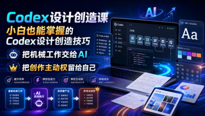 Codex设计创造课,小白也能掌握的Codex设计创造技巧,把机械工作交给AI,把创作主动权留给自己网创吧-网创项目资源站-副业项目-创业项目-搞钱项目网创吧