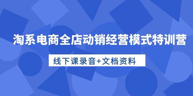 (10192期)淘系电商全店动销经营模式特训营,线下课录音+文档资料网创吧-网创项目资源站-副业项目-创业项目-搞钱项目网创吧