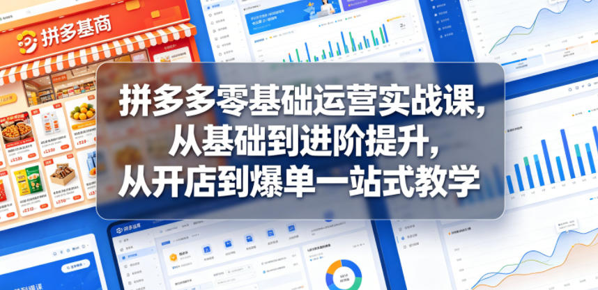 拼多多零基础运营实战课,从基础到进阶提升,从开店到爆单一站式教学网创吧-网创项目资源站-副业项目-创业项目-搞钱项目网创吧