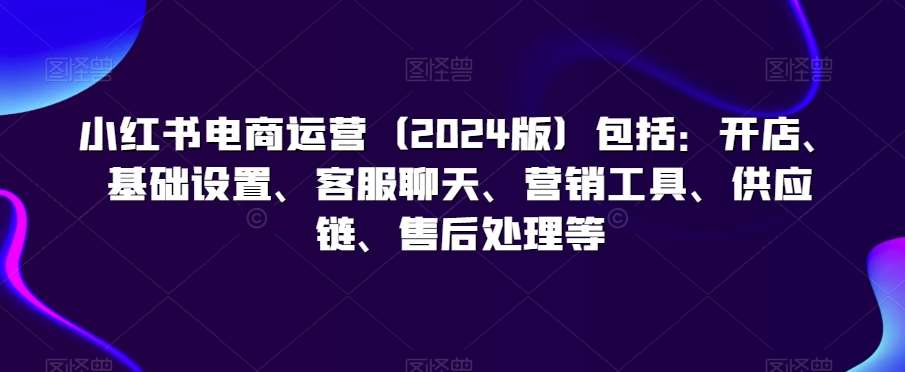 小红书电商运营(2024版)包括:开店、基础设置、客服聊天、营销工具、供应链、售后处理等网创吧-网创项目资源站-副业项目-创业项目-搞钱项目网创吧