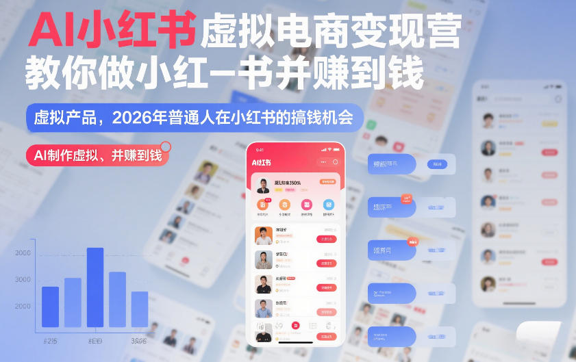 AI小红书虚拟电商变现营,教你做小红书并賺到钱,虚拟产品,2026年普通人在小红书的搞钱机会(更新中)网创吧-网创项目资源站-副业项目-创业项目-搞钱项目网创吧