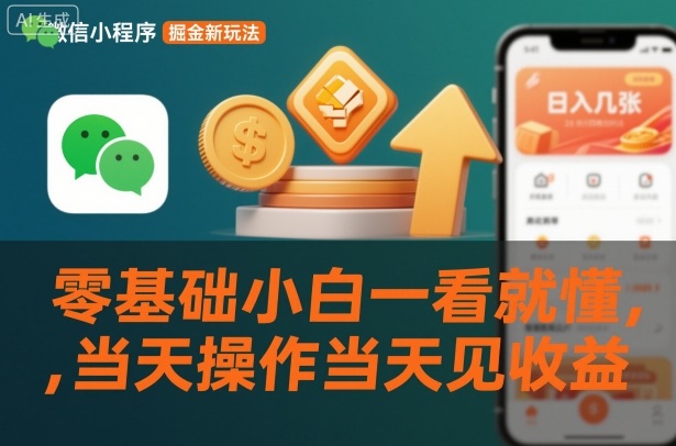 微信小程序掘金新玩法,日入几张,零基础小白一看就懂,当天操作当天见收益【揭秘】网创吧-网创项目资源站-副业项目-创业项目-搞钱项目网创吧