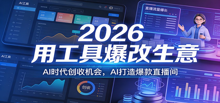 2026用工具爆改生意，AI时代创收机会，AI打造爆款直播间网创吧-网创项目资源站-副业项目-创业项目-搞钱项目网创吧