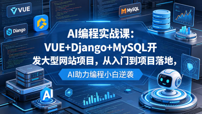 AI编程实战课:VUE+Django+MySQL开发大型网站项目,从入门到项目落地,AI助力编程小白逆袭网创吧-网创项目资源站-副业项目-创业项目-搞钱项目网创吧