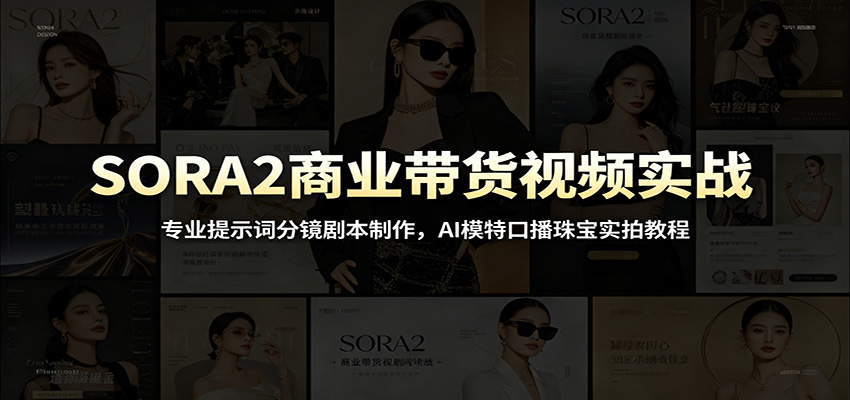 SORA2商业带货视频实战：专业提示词分镜剧本制作，AI模特口播珠宝实拍教程网创吧-网创项目资源站-副业项目-创业项目-搞钱项目网创吧