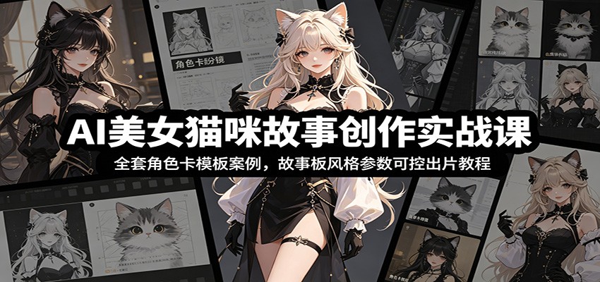 AI美女猫咪故事创作实战课：全套角色卡模板案例，故事板风格参数可控出片教程网创吧-网创项目资源站-副业项目-创业项目-搞钱项目网创吧