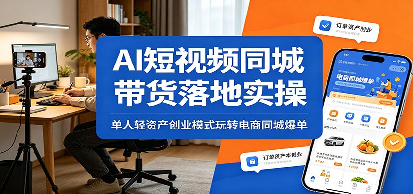 AI短视频同城带货落地实操：单人轻资产创业模式玩转电商同城爆单网创吧-网创项目资源站-副业项目-创业项目-搞钱项目网创吧