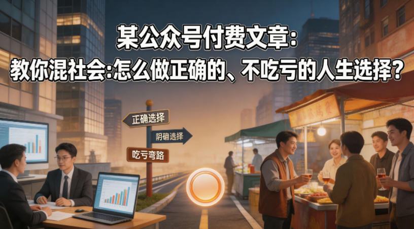 某公众号付费文章:教你混社会:怎么做正确的、不吃亏的人生选择?网创吧-网创项目资源站-副业项目-创业项目-搞钱项目网创吧