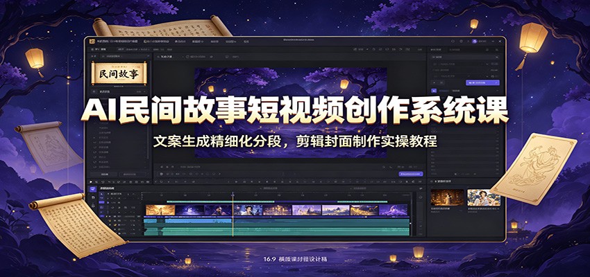 AI民间故事短视频创作系统课:文案生成精细化分段,剪辑封面制作实操教程网创吧-网创项目资源站-副业项目-创业项目-搞钱项目网创吧