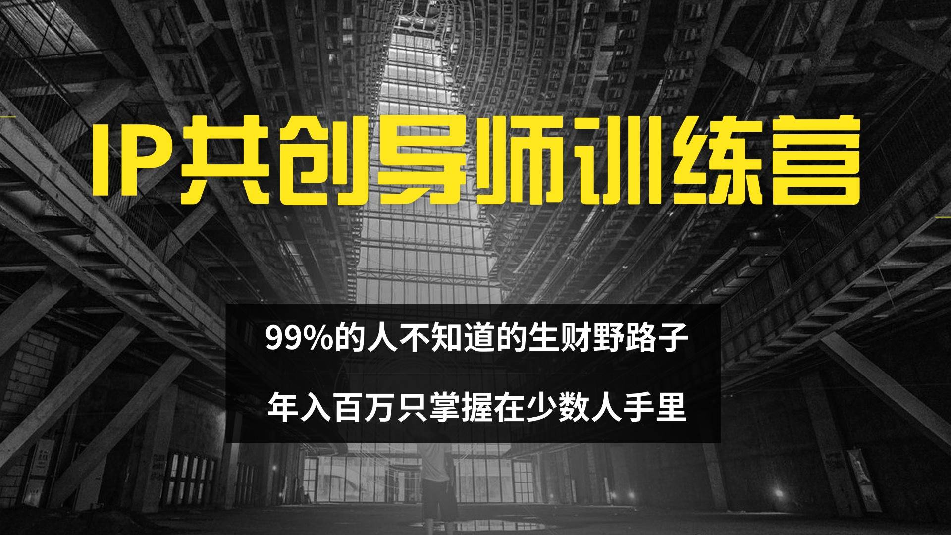 （12504期）IP共创导师训练营 99%的人不知道的生财野路子 只掌握在少数人手里网创吧-网创项目资源站-副业项目-创业项目-搞钱项目网创吧