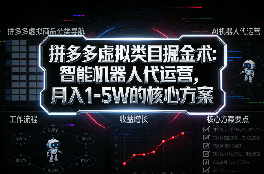 拼多多虚拟类目掘金术:智能机器人代运营,月入1-5W的核心方案【揭秘】网创吧-网创项目资源站-副业项目-创业项目-搞钱项目网创吧