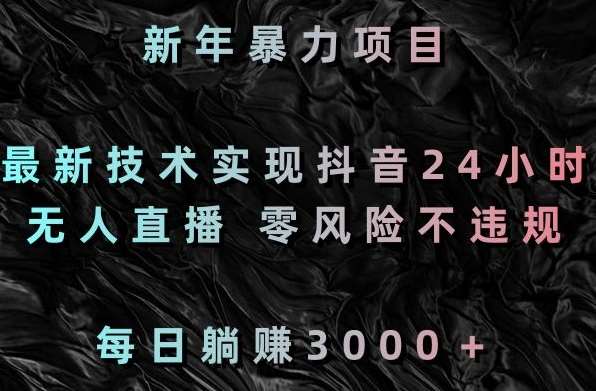 新年暴力项目,最新技术实现抖音24小时无人直播,零风险不违规,每日躺赚3000+【揭秘】网创吧-网创项目资源站-副业项目-创业项目-搞钱项目网创吧
