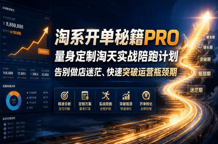 淘系开单秘籍PRO,量身定制淘天实战陪跑计划,告别做店迷茫、快速突破运营瓶颈期(2026年6月11)网创吧-网创项目资源站-副业项目-创业项目-搞钱项目网创吧