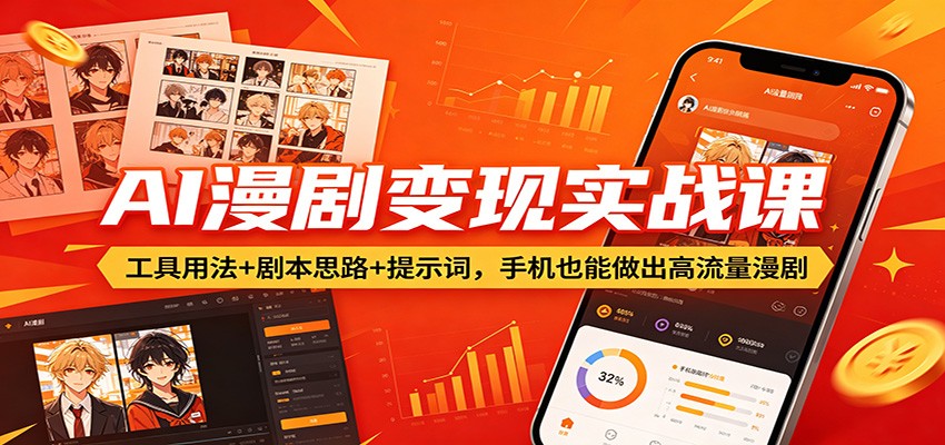 AI漫剧变现实战课：工具用法+剧本思路+提示词，手机也能做出高流量漫剧网创吧-网创项目资源站-副业项目-创业项目-搞钱项目网创吧