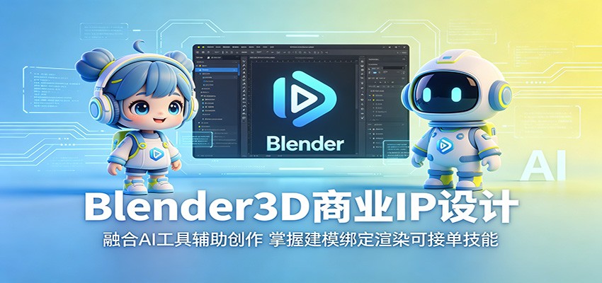 Blender3D商业IP设计：融合AI工具辅助创作，掌握建模绑定渲染可接单技能网创吧-网创项目资源站-副业项目-创业项目-搞钱项目网创吧