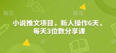 小说推文项目,新人操作6天,每天3位数分享课网创吧-网创项目资源站-副业项目-创业项目-搞钱项目网创吧