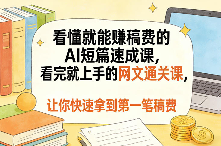 看懂就能賺稿费的AI短篇速成课,看完就上手的网文通关课,让你快速拿到第一笔稿费(更新5月)网创吧-网创项目资源站-副业项目-创业项目-搞钱项目网创吧